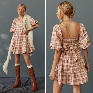 NEW Faithfull the Brand Eryn Mini Dress Lori Check Print Preppy Academia Western
